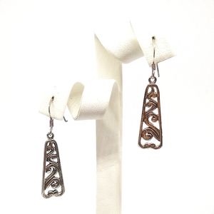 Sterling silver vintage scroll drop earrings